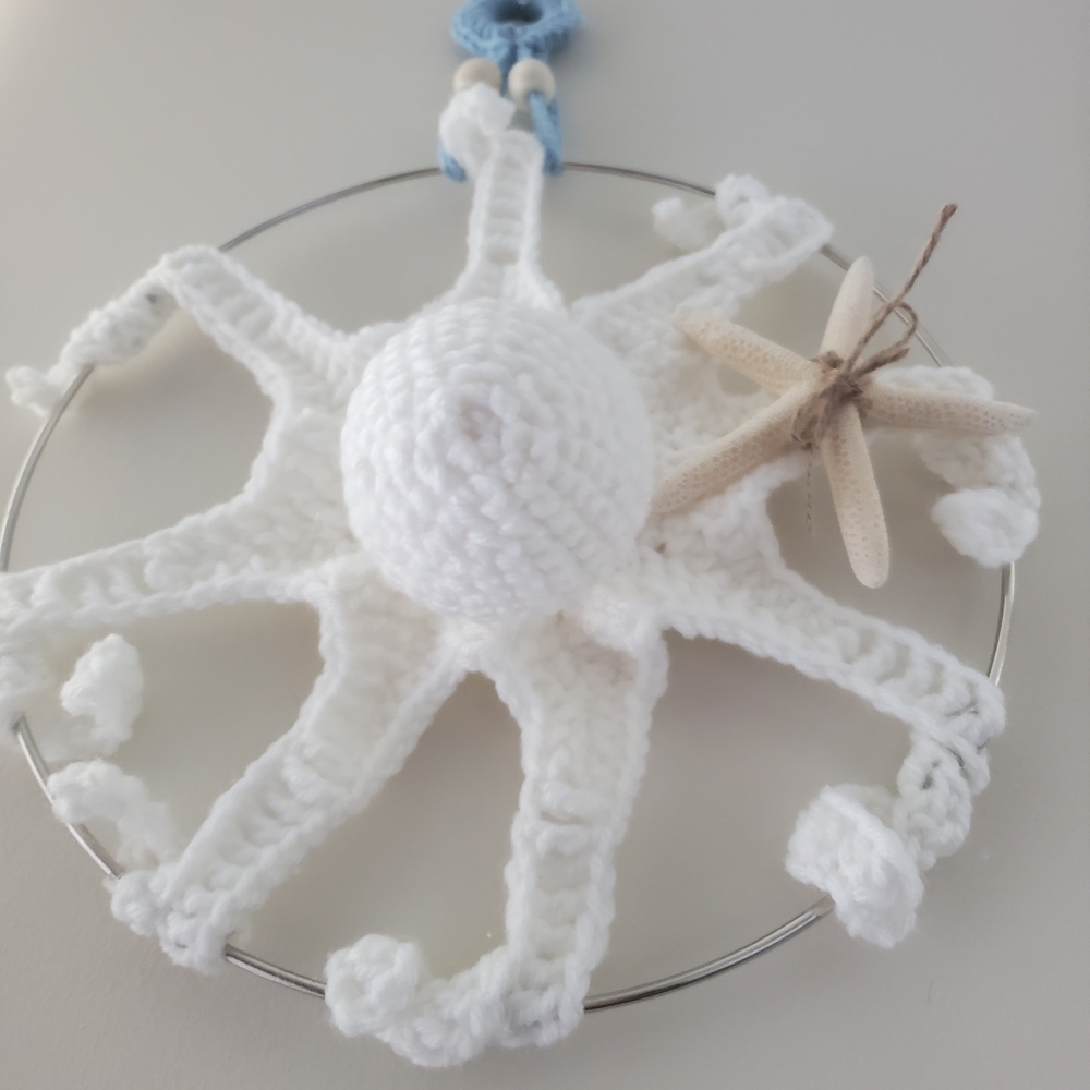 Handmade Octopus Wall Hanging Coastal Beachy Decor - Picture 3 of 9